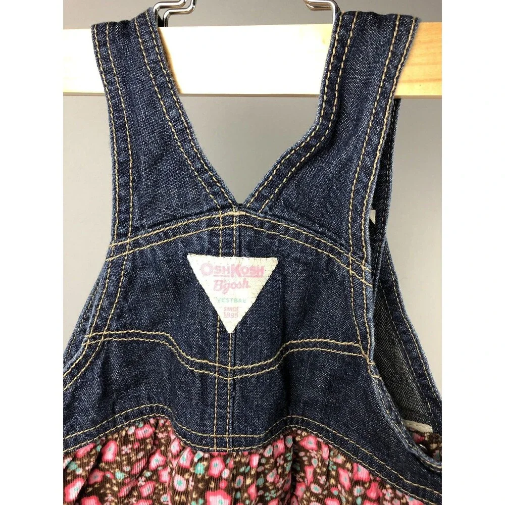 Oshkosh B’gosh Toddler Girl 24 Mo Vestbak Tiered Dress Floral VINTAGE Brown Pink